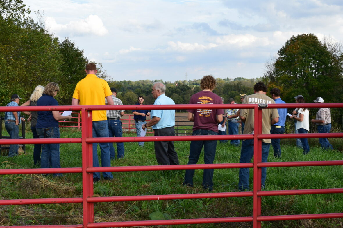 Attendees listen to SE Area NRCS Grazing Specialist during the 2021 Pasture & Livestock Field Day